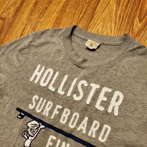 Vtg Hollister Shirt Men XL Gray Surfboard Finals Graphic Applique Short Sleeve
